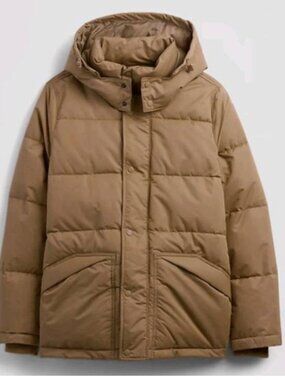 Gap ColdControl Max Short Puffer Coat Quilted Water Resistant Brown Jacket XL